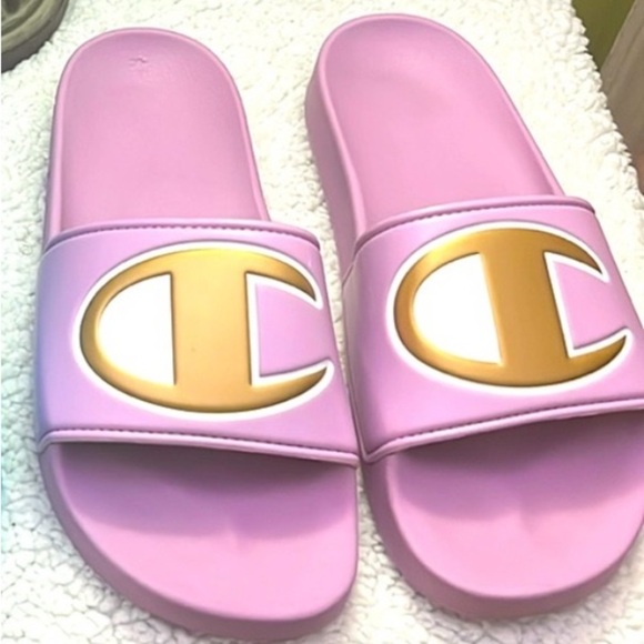 Champion Shoes - Champion Lavender and Gold Slide Sandals